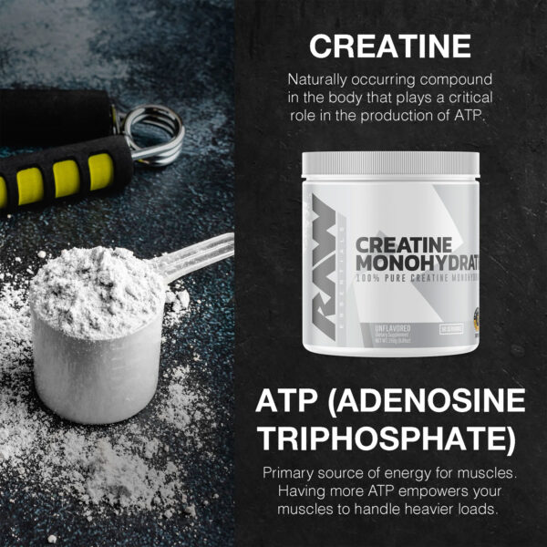 RAW Nutrition Essential 100% Pure Creatine Monohydrate Powder - Image 3
